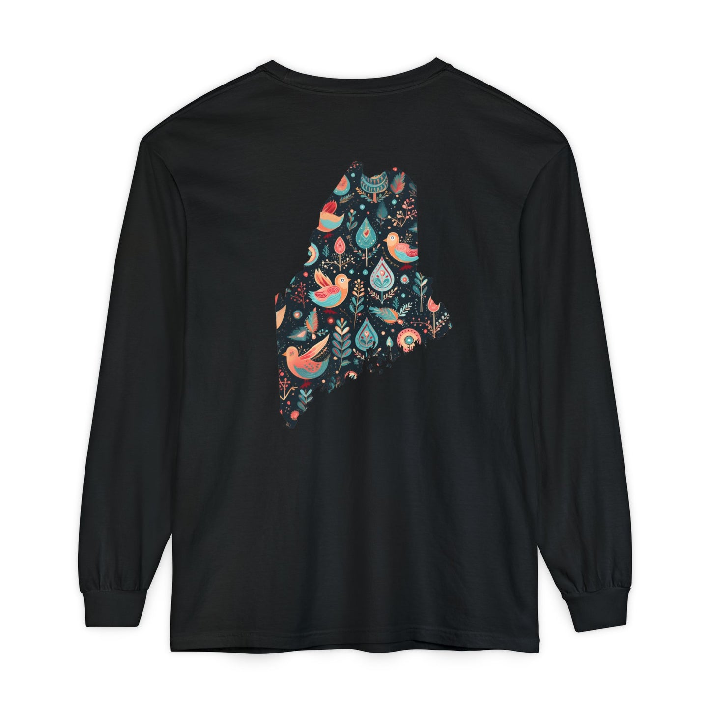 Paisley Bird Maine State 100% Cotton Long Sleeve T-Shirt