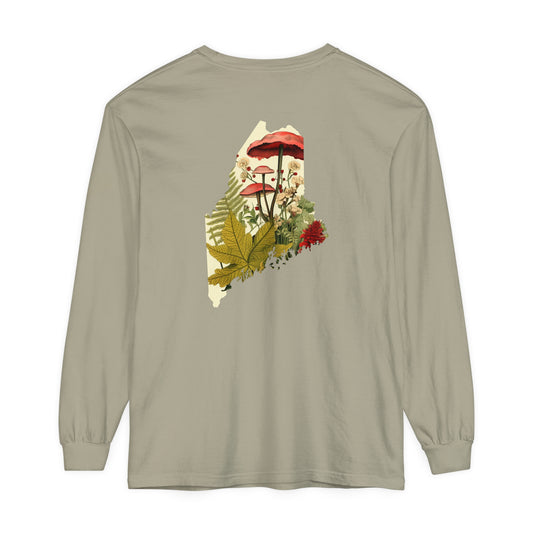 Mushrooms and Ferns Maine Comfort Colors Long Sleeve T-Shirt