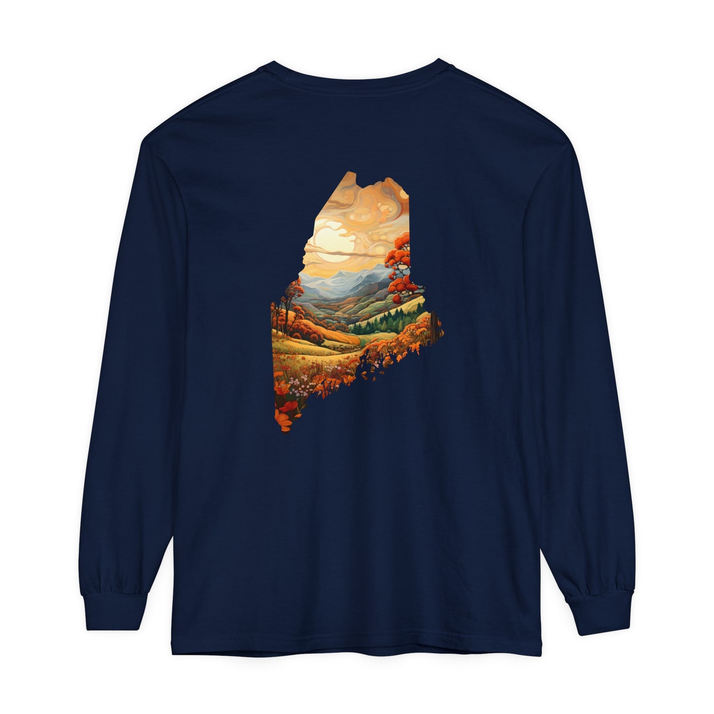 Fall Landscape Maine Comfort Colors Unisex Garment-dyed Long Sleeve T-Shirt