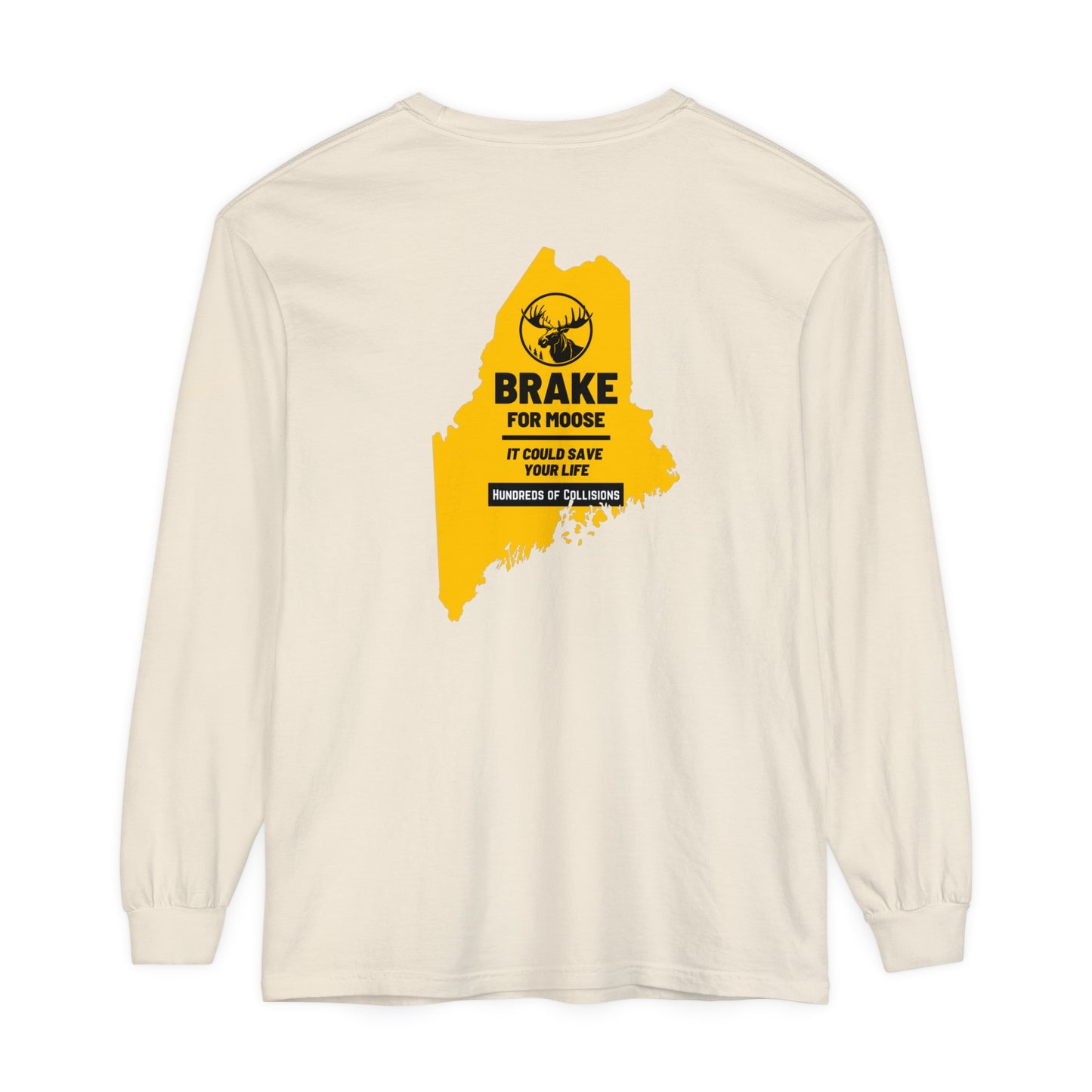 Brake For Moose Maine Comfort Colors Unisex Garment-dyed Long Sleeve T-Shirt