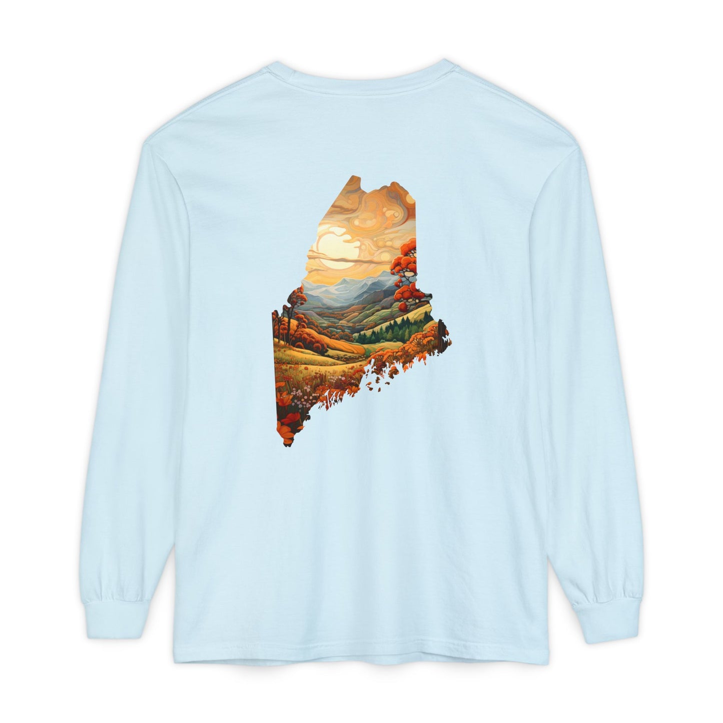Maine Fall Landscape 100% Cotton Long Sleeve T-Shirt