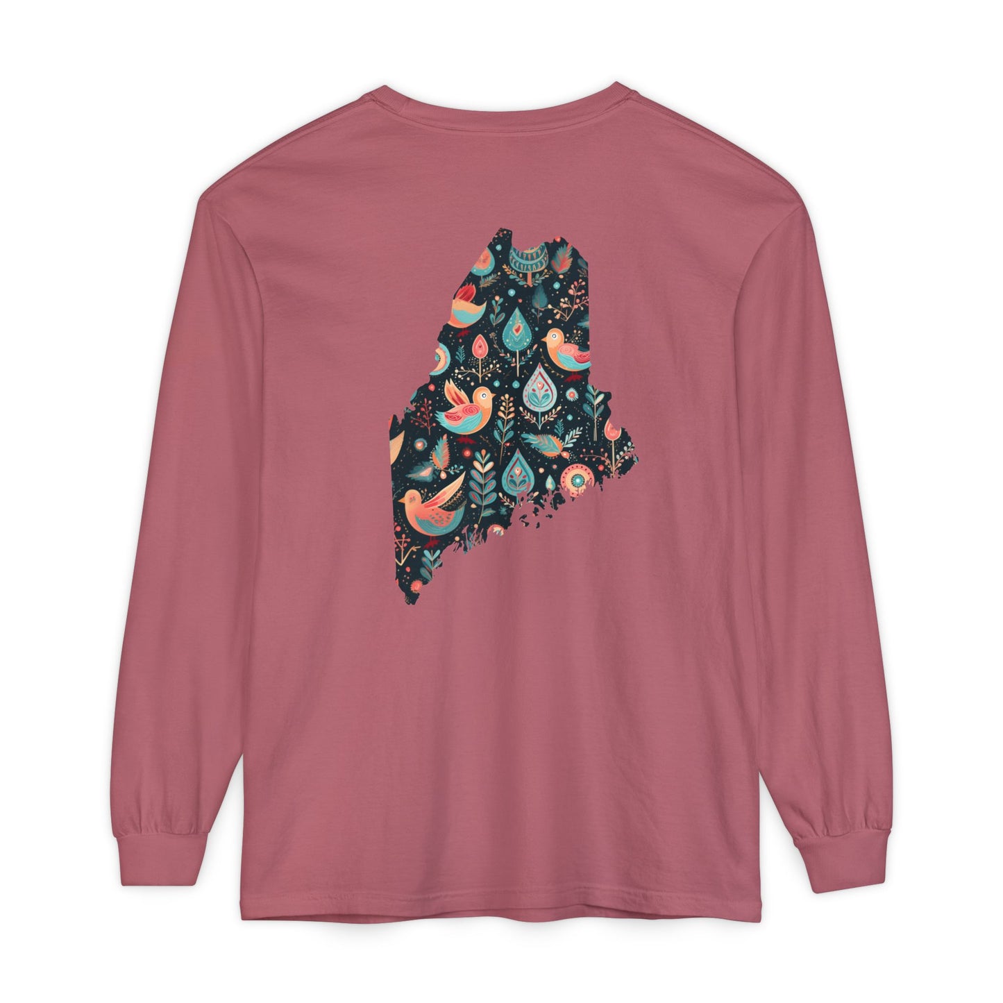 Paisley Bird Maine State 100% Cotton Long Sleeve T-Shirt
