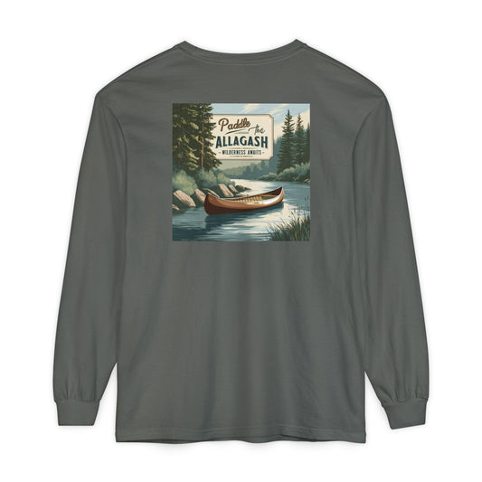 Paddle the Allagash 100% Cotton Long Sleeve T-Shirt - Outdoor Adventure Tee
