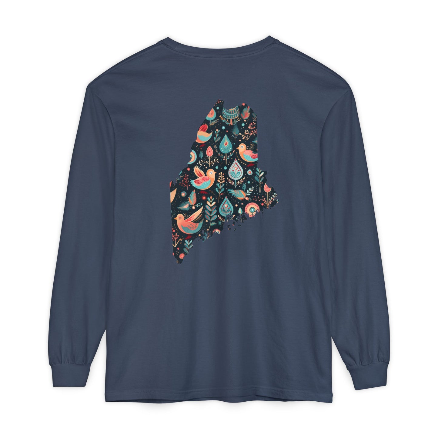 Paisley Bird Maine State 100% Cotton Long Sleeve T-Shirt