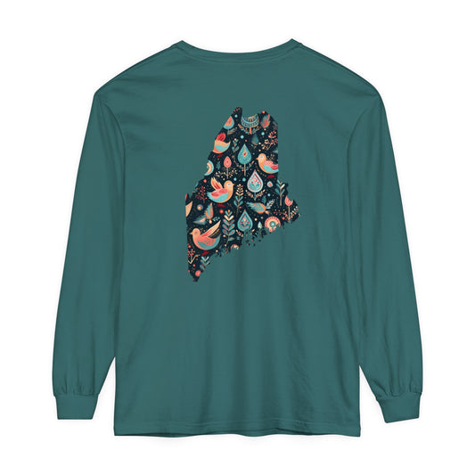 Paisley Birds Comfort Colors Unisex Garment-dyed Long Sleeve T-Shirt