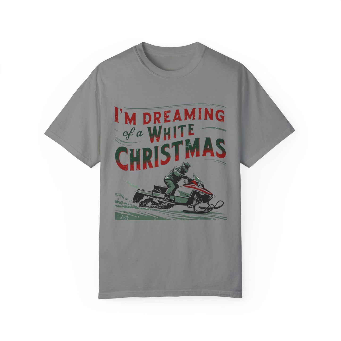 Dreaming of a White Christmas Snowmobile Sled Unisex Comfort Colors T-Shirt