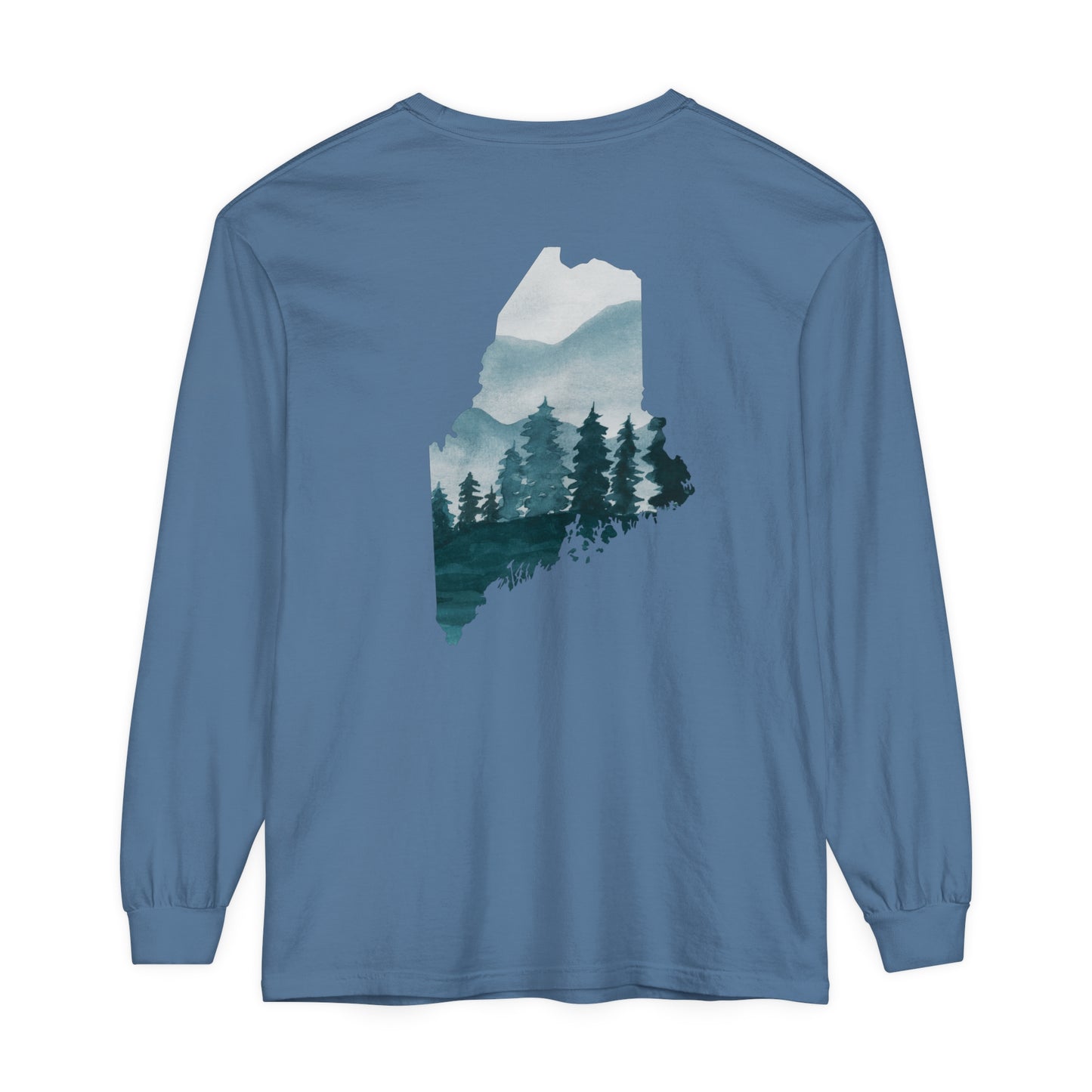 Evergreen Maine Comfort Colors Unisex Garment-dyed Long Sleeve T-Shirt