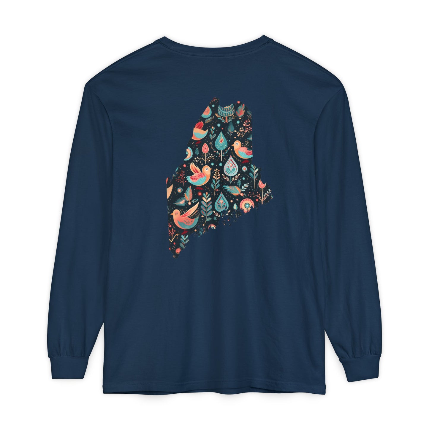 Paisley Bird Maine State 100% Cotton Long Sleeve T-Shirt