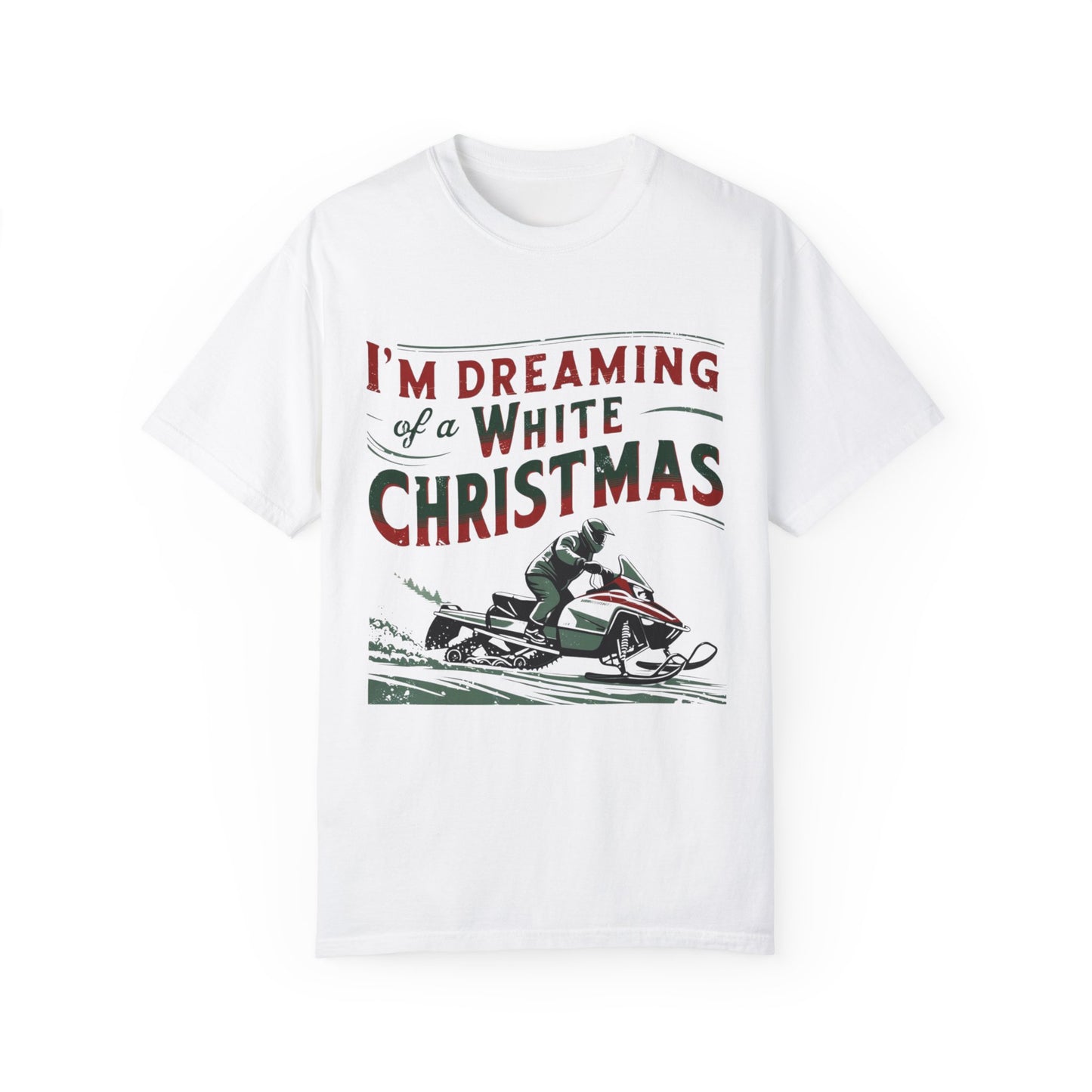 Dreaming of a White Christmas Snowmobile Sled Unisex Comfort Colors T-Shirt