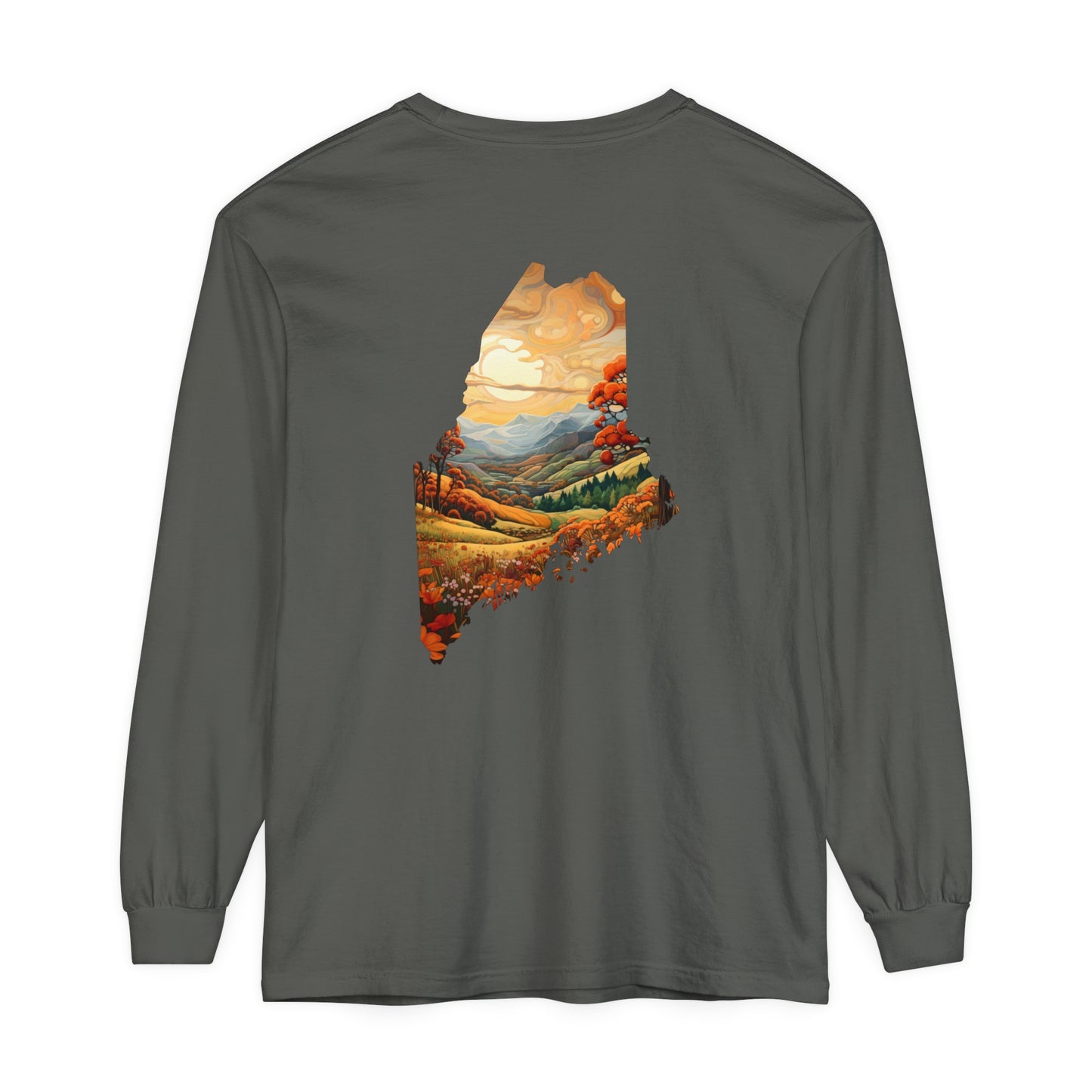 Fall Landscape Maine Comfort Colors Unisex Garment-dyed Long Sleeve T-Shirt