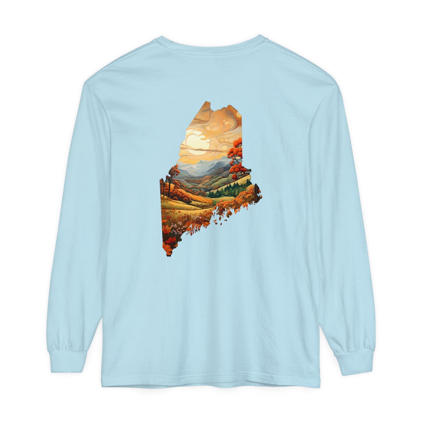 Fall Landscape Maine Comfort Colors Unisex Garment-dyed Long Sleeve T-Shirt