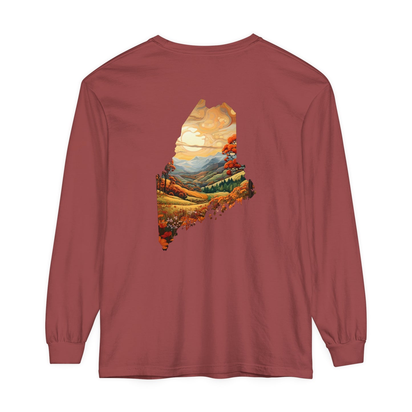 Fall Landscape Maine Comfort Colors Unisex Garment-dyed Long Sleeve T-Shirt