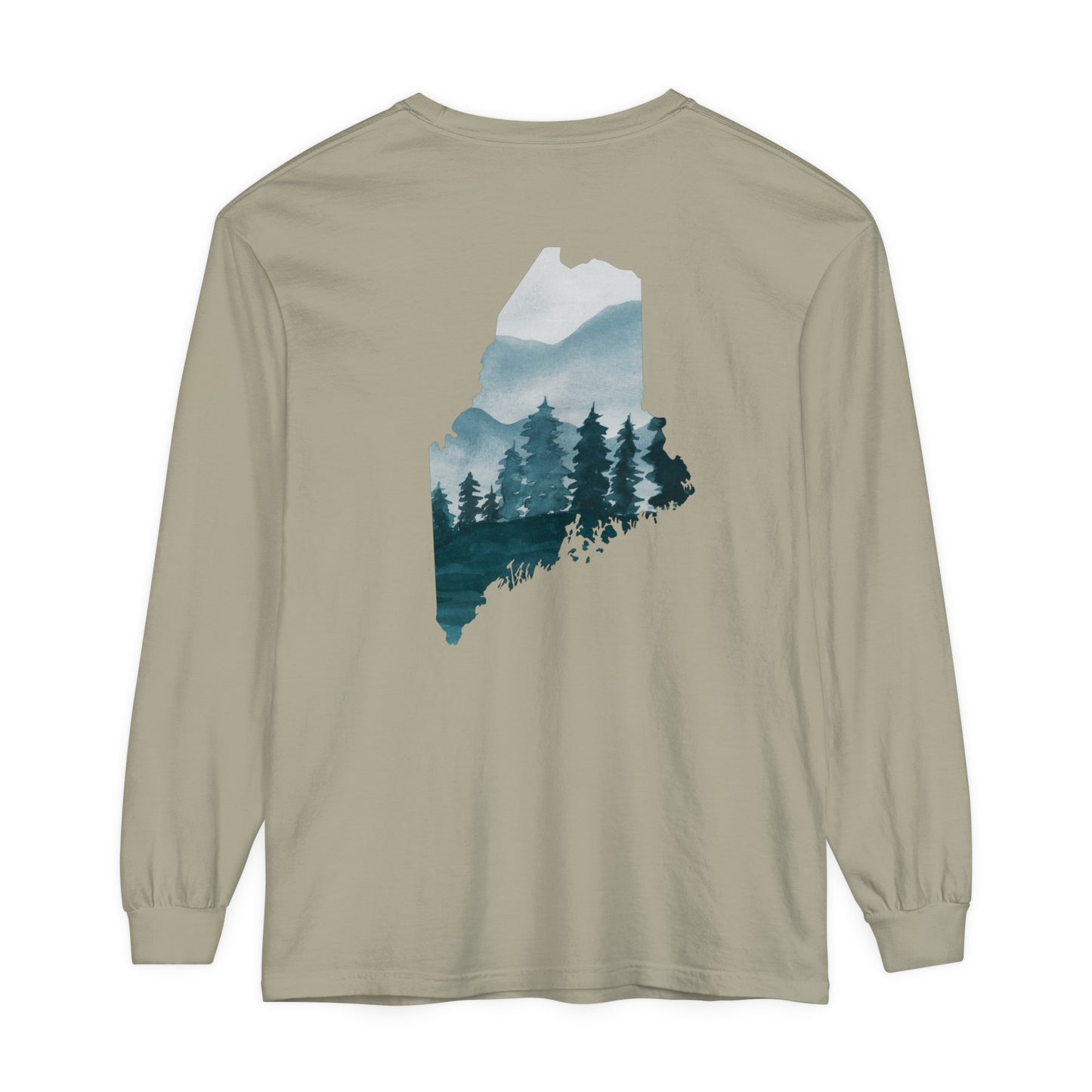 Evergreen Maine Comfort Colors Unisex Garment-dyed Long Sleeve T-Shirt