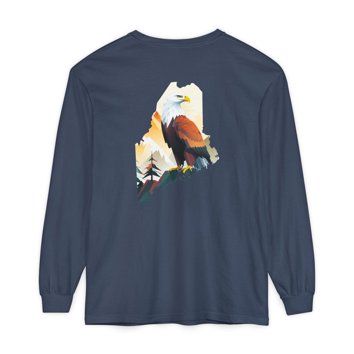 Bald Eagle Maine State 100% Long Sleeve T-Shirt
