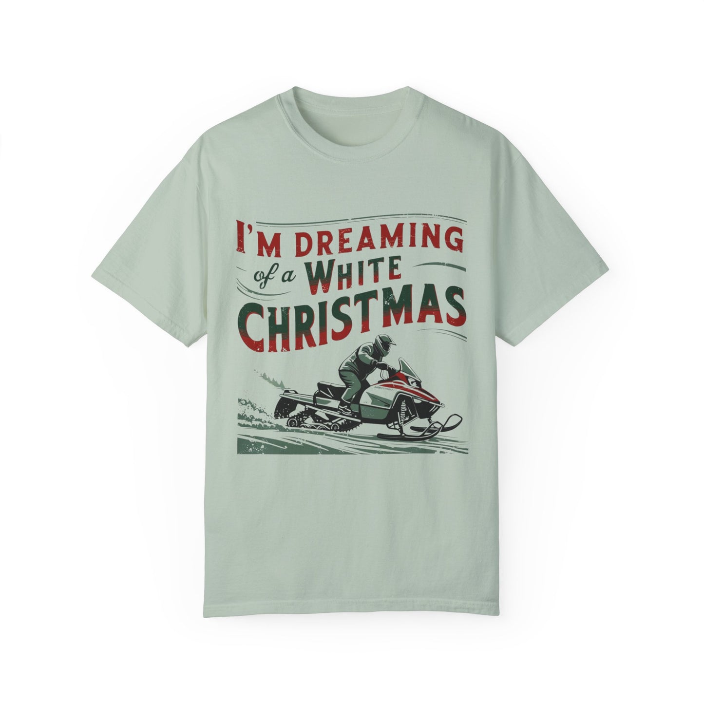 Dreaming of a White Christmas Snowmobile Sled Unisex Comfort Colors T-Shirt