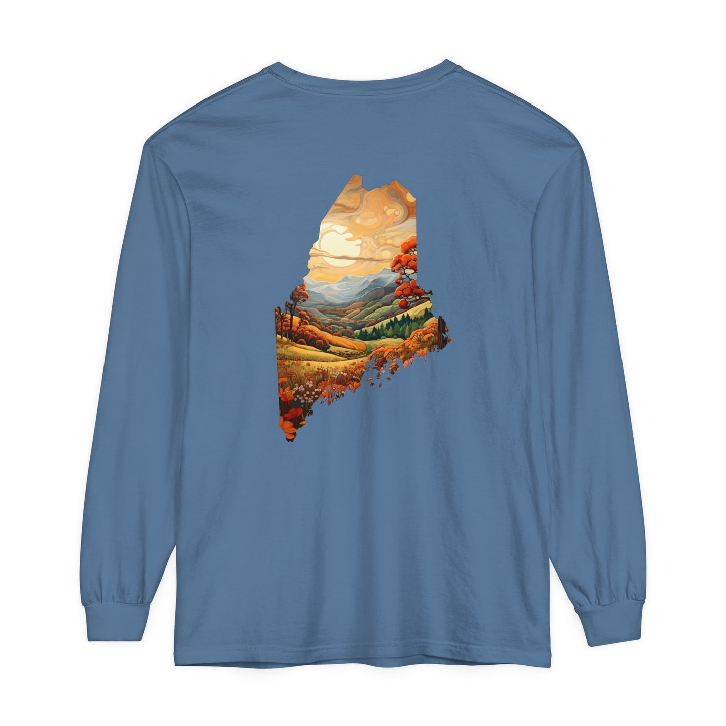 Fall Landscape Maine Comfort Colors Unisex Garment-dyed Long Sleeve T-Shirt