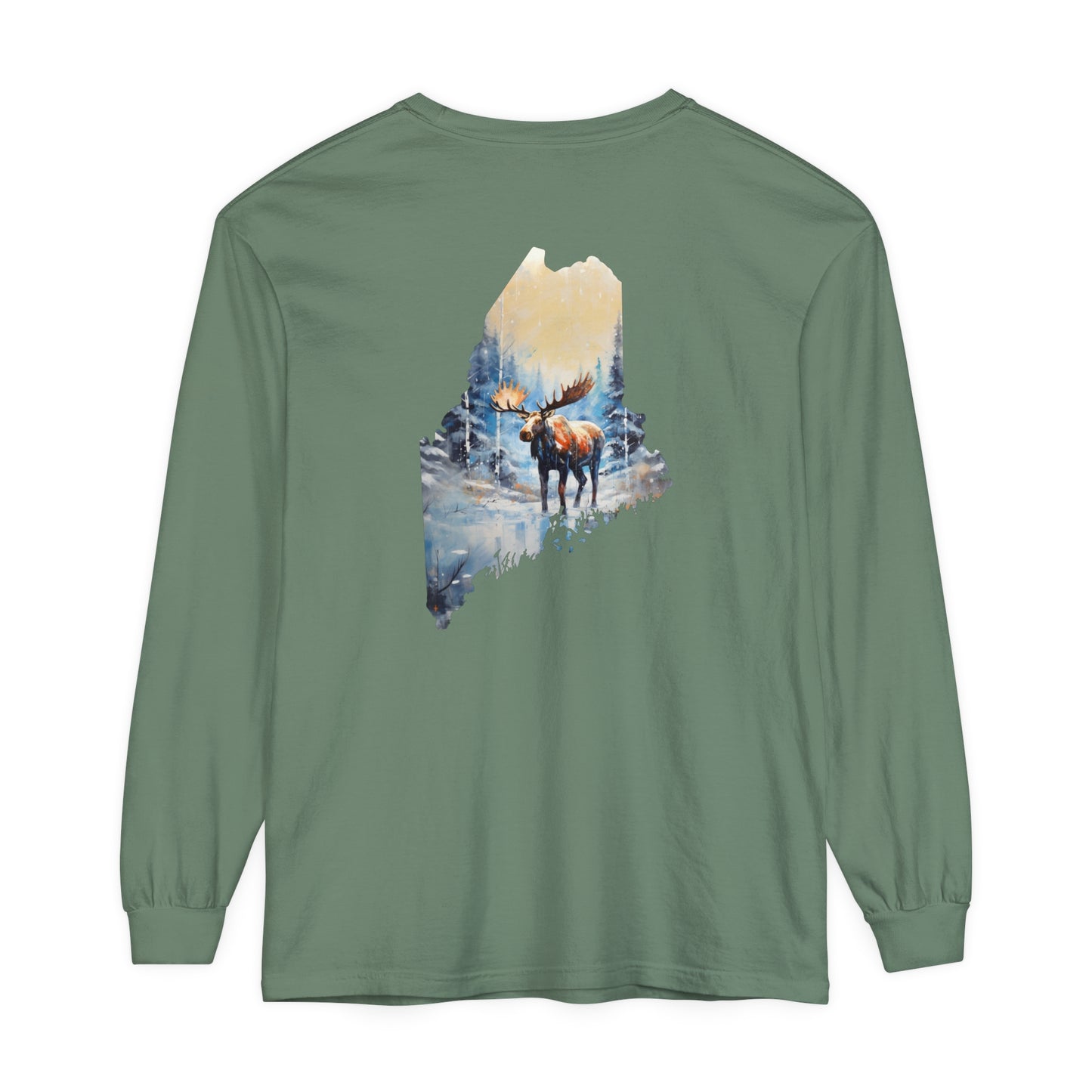 Maine Moose Comfort Colors Long Sleeve T-Shirt