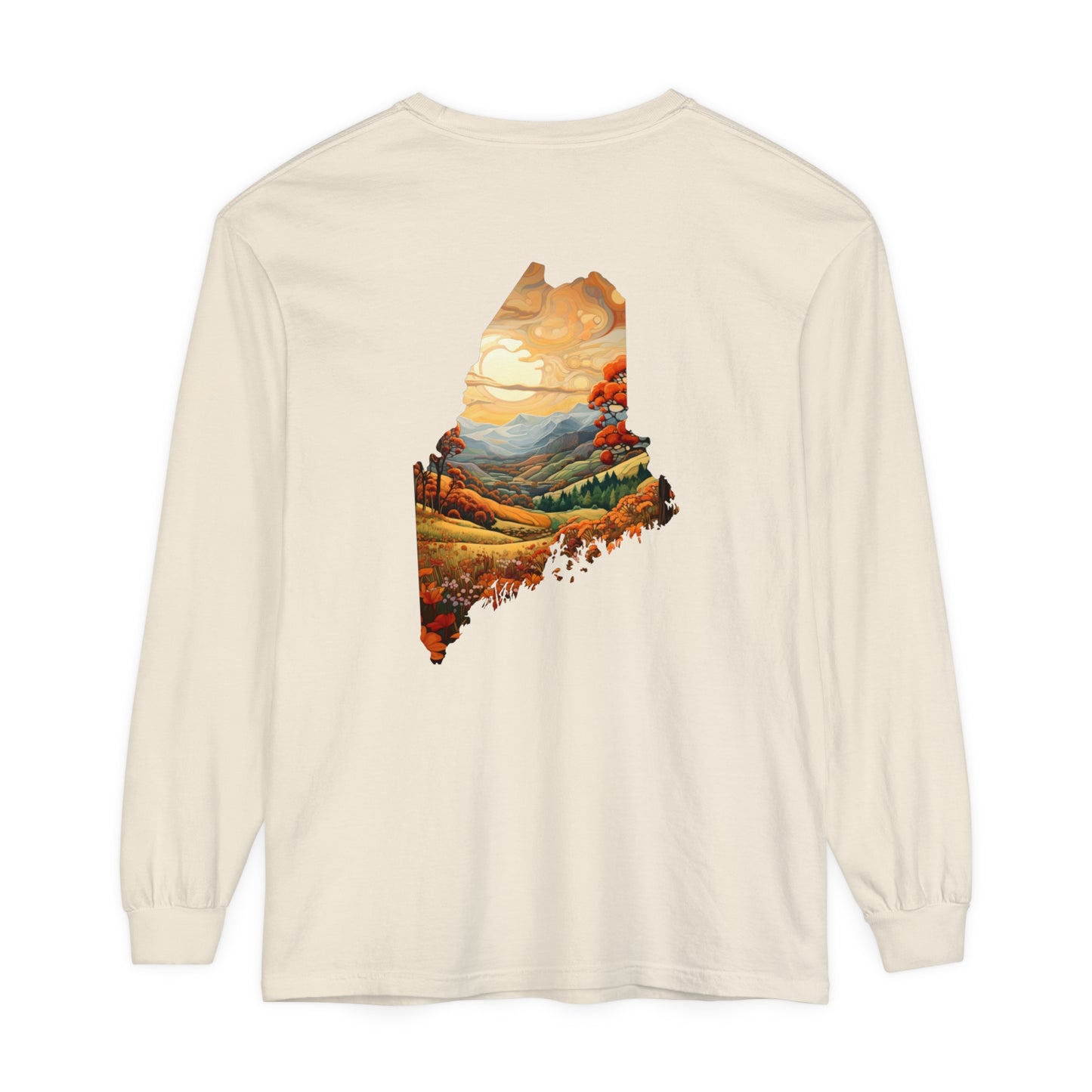 Fall Landscape Maine Comfort Colors Unisex Garment-dyed Long Sleeve T-Shirt